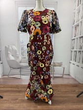 Vestido de festa elegante bordado flores 3D gola redonda mangas folhadas serve 12 (L) comprar usado  Enviando para Brazil