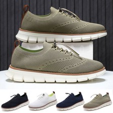 Sapatos casuais masculinos de cano baixo tênis plano respirável malha com cadarço leve EUA13,5 comprar usado  Enviando para Brazil