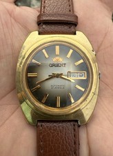 Raro relógio de pulso masculino vintage folheado a ouro Orient automático data do dia feito no Japão. " comprar usado  Enviando para Brazil