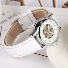 Relógio de pulso mecânico automático feminino esqueleto pulseira de couro branco Winner Dress comprar usado  Enviando para Brazil