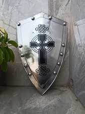 Escudo Templário Medieval | Aço Polido com Cruz Celta Preta | Decoração de Cavaleiro| comprar usado  Enviando para Brazil