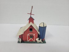 Enfeite de Natal vintage de metal estanho vermelho celeiro e silo arte popular, usado comprar usado  Enviando para Brazil