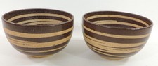 Usado, Tigela de cerâmica marrom bronzeada espiral listra de tigre 5" conjunto de 2 - C comprar usado  Enviando para Brazil