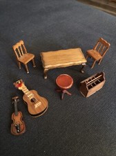 Casa de bonecas miniatura móveis de sala de jantar mesa e cadeiras de madeira etc usado comprar usado  Enviando para Brazil