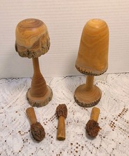 5 esculturas de estatuillas de setas de madera talladas a mano únicas de colección (2 grandes - 3 pequeñas) segunda mano  Embacar hacia Mexico