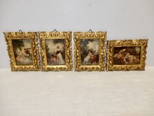 4 PEQUENAS ESTAMPAS VENEZIANAS ANTIGAS DE MADEIRA DOURADA CA. 1920 comprar usado  Enviando para Brazil