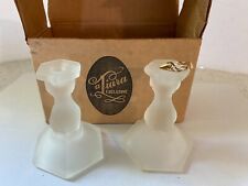 Vintage Tiara Miniature Frosted Glass Candlestick Holder Set of 2 T-211 Boxed comprar usado  Enviando para Brazil