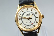 [Perto de ESTADO PERFEITO] ORIS ponteiro data 7295 mostrador dourado creme 17J relógio masculino corda manual comprar usado  Enviando para Brazil