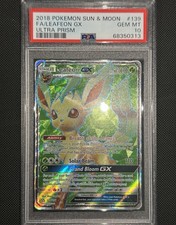 2018 POKEMON SUN & MOON ULTRA PRISM #139 FULL ART/LEAFEON GX PSA 10 comprar usado  Enviando para Brazil