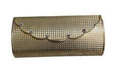 Usado, Bolsa de mão vintage de metal tecido capa dura tom dourado festa coquetel bolsa comprar usado  Enviando para Brazil