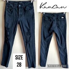 Usado, Jeans feminino Kancan desgastado preto magro elástico cintura média zíper mosca tamanho W9 28 comprar usado  Enviando para Brazil