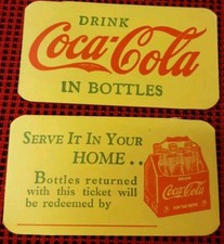 1940's Coca Cola Publicidade Original Ingresso de Devolução Litho Drink Coca-Cola Papelão  comprar usado  Enviando para Brazil