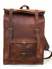 Mochila De Hombre De Cuero Genuino Y Lona De 23" Para Laptop Y Libros comprar usado  Enviando para Brazil