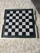 Juego de ajedrez de mármol verde y blanco de 16" 3 3/8" King segunda mano  Embacar hacia Mexico