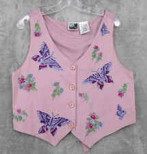 Chaleco Phool Vintage Mujer Mediano Retazos Floral Mariposa Botón Cottage Boho segunda mano  Embacar hacia Mexico
