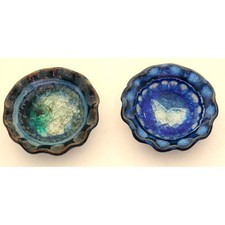 PRATOS DECORATIVOS BUGIGANGAS-Azul-Verde-Cristais Esmagados-Par de 2-3,5 polegadas  comprar usado  Enviando para Brazil