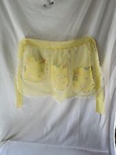 Meio avental amarelo transparente vintage 3 bolsos flocados acabamento em renda comprar usado  Enviando para Brazil