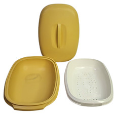 Usado, 3 peças vintage Tupperware vaporizador vegetal micro-ondas colheita ouro 1970 comprar usado  Enviando para Brazil