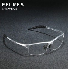 Óculos ópticos masculinos de alumínio meia aro lente transparente armação de óculos esportivo novo, usado comprar usado  Enviando para Brazil