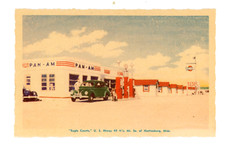 Posto de gasolina PAN-AM e tribunais Eagle Hattiesburg, Mississippi c 1940, usado comprar usado  Enviando para Brazil
