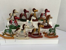 (11) Enfeites multicoloridos vintage de madeira pintados à mão para cavalos de balanço 4"" comprar usado  Enviando para Brazil
