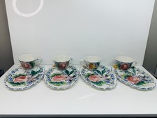 Conjunto de 4 pratos e xícaras para almoço Majólica Nova Rose ITÁLIA cerâmica pintada à mão comprar usado  Enviando para Brazil