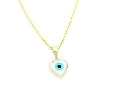 Pingente grego de ouro 14K em forma de coração olho mau. Ouro amarelo sólido. Sem corrente. comprar usado  Enviando para Brazil