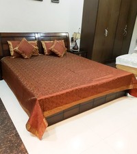 Capa de cama Banarasi marrom tecido de seda Zari brocado conjunto de almofada e travesseiro indiano comprar usado Capa de cama Banarasi marrom tecido de seda Zari brocado conjunto de almofada e travesseiro indiano comprar usado  Enviando para Brazil