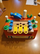 Banco de trabalho vintage Fisher Price 927 madeira plástico 1980 feito nos EUA bom estado comprar usado  Enviando para Brazil