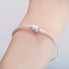 Pulseira de prata esterlina 925 com berloque de osso de cobra feminina todos os tamanhos comprar usado  Enviando para Brazil