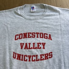 Camiseta monociclo vintage Russell cinza atlética tamanho GG anos 80 anos 90 Conestoga comprar usado  Enviando para Brazil