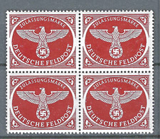 Alemanha 3º Reich posto de campo militar 1942 Mi #3 bloco de 4 MNH **(FRETE GRÁTIS, usado comprar usado  Enviando para Brazil