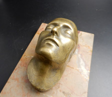 PETIT MASQUE MORTUAIRE NAPOLÉON 1ER en bronze fonte 20e socle marbre 14 x 9 cm comprar usado  Enviando para Brazil