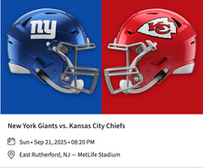 Giants vs. chiefs for sale  Fort Lee