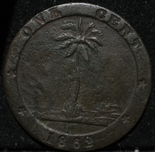 Moeda africana antiga de bronze 1862 Penny Libéria mundo escasso palma estrangeira 🌴 , usado comprar usado  Enviando para Brazil