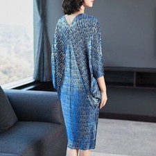 Vestido feminino com estampa de gola V manga plissada roupas  comprar usado  Enviando para Brazil