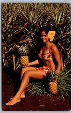 Cartão postal H3 Sun Ripened & Sweet Golden Girl & Hawaiian Pineapple HI 1977 MESSAGE, usado comprar usado  Enviando para Brazil