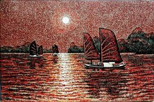 Panneau laque pointilliste d'occasion  Salles-sur-l'Hers
