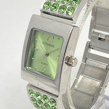 Relógio Concepts Feminino 23mm Tom Prata Mostrador Verde Cristal Bling Nova Bateria 6.5", usado comprar usado  Enviando para Brazil