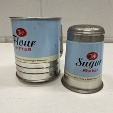 ORIGINAL VINTAGE RETRÔ Estilo Tala Sugar Shaker Conjunto de Peneira de Chão Cozinha Café Arte comprar usado  Enviando para Brazil