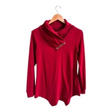 Blusa feminina Laksmi vermelha com acabamento de botão manga longa bainha assimétrica tamanho M comprar usado  Enviando para Brazil