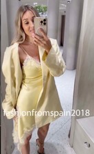 ZARA NOWA DAMSKA KRÓTKA SATYNOWA ZW ASYMETRYCZNA KORONKOWA SUKIENKA ŻÓŁTA 5919/200/300 na sprzedaż  Wysyłka do Poland