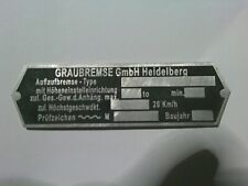 Typenschild schild auflaufbrem gebraucht kaufen  Deutschland