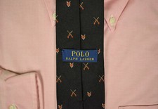 Polo Ralph Lauren gravata preta de seda italiana com máscaras de raposa e rifles X'd comprar usado  Enviando para Brazil
