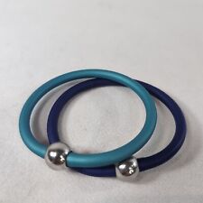 Conjunto com 2 Braceletes de Contas de Geleia Italianissimo Tubino Azul-petróleo Colar de Prata Itália comprar usado  Enviando para Brazil