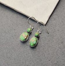 Brinco de pedra preciosa turquesa cobre verde prata esterlina 925 feito à mão comprar usado  Enviando para Brazil