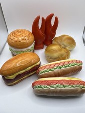 Shakers vintage de sal e pimenta para comida hambúrguer e cachorro-quente pães de lagosta kitsch comprar usado  Enviando para Brazil