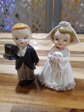Figuras de cerâmica vintage para noivos enfeites de bolo sal e pimenta shakers Japão, usado comprar usado  Enviando para Brazil