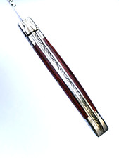 Faca dobrável Laguiole cabo de madeira gravado bolsters vintage 9cm França comprar usado  Enviando para Brazil