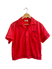 Camisa de boliche 1960s Art’s Red Chainstitch 'Deja’s' Hilton Label tamanho G comprar usado  Enviando para Brazil